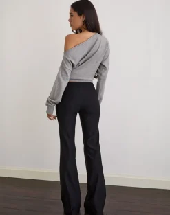 Olira Flare Trouser with Eyelets in Tailored Black