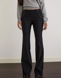 Olira Flare Trouser with Eyelets in Tailored Black