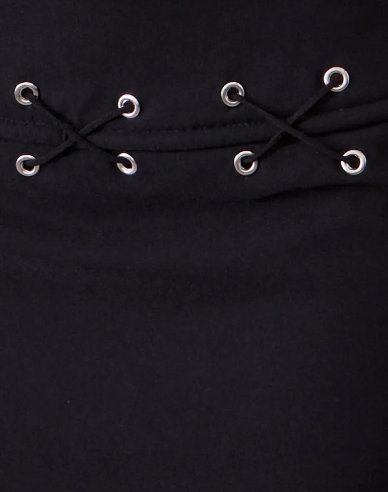 Olma Lace Up Mini Skirt in Tailoring Black