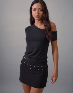 Olma Lace Up Mini Skirt in Tailoring Black
