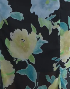 Olydia Midi Dress in Black Chiffon with Crystal Flower Print