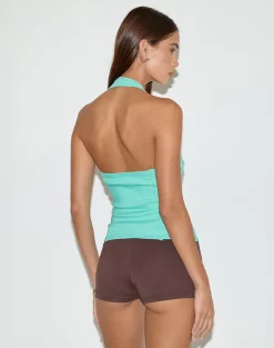Oorja Halterneck Top in Tailoring Aqua
