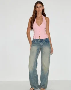 Oorja Halterneck Top in Tailoring Baby Pink
