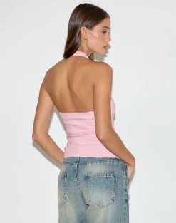 Oorja Halterneck Top in Tailoring Baby Pink