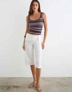Oren Capri Trouser in Ivory with Studs