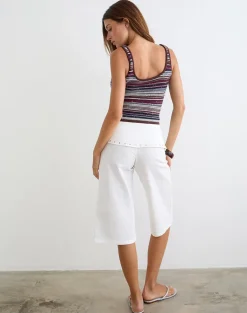 Oren Capri Trouser in Ivory with Studs