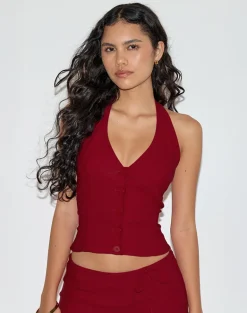 Ortee Halterneck Top in Tailoring Red