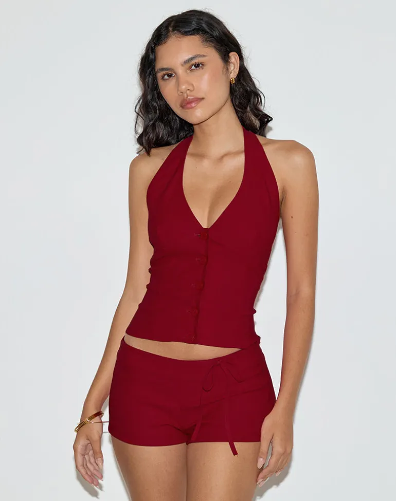 Ortee Halterneck Top in Tailoring Red