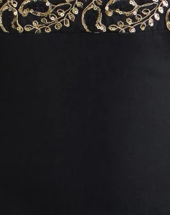 Orvio Halter Top in Black with Embroidered Sequin Trim
