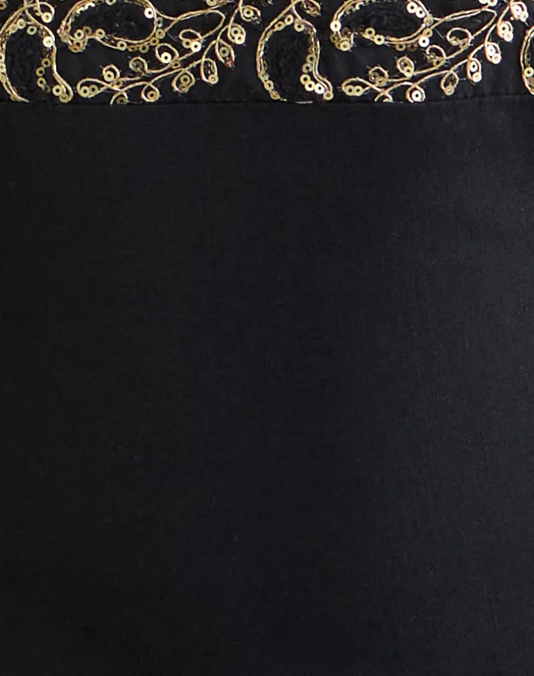 Orvio Halter Top in Black with Embroidered Sequin Trim