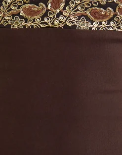 Orvio Halter Top in Brown with Embroidered Sequin Trim
