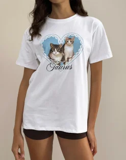 Oversize Basic Tee in White with Taurus Motel Pet Print