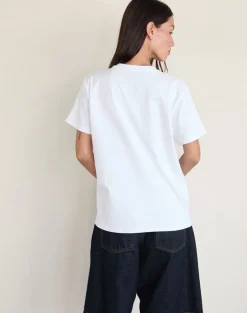 Oversize Basic Tee in White with Gemini Motel Pet Print
