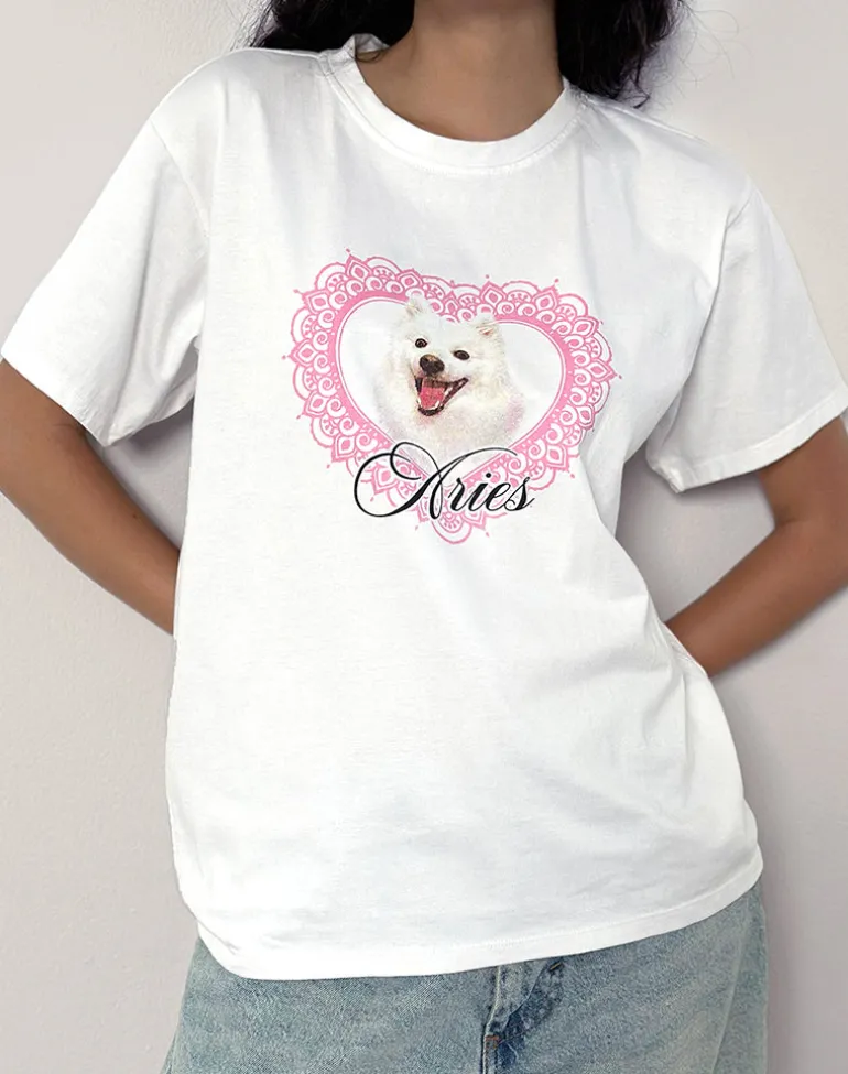 Oversize Basic Tee in White with Aries Motel Pet Print