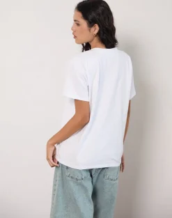 Oversize Basic Tee in White with Aries Motel Pet Print