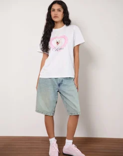 Oversize Basic Tee in White with Aries Motel Pet Print