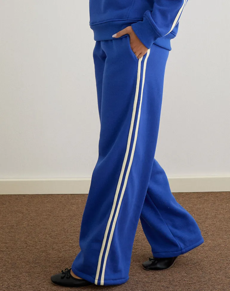 Oze Track Pant in Cobalt Blue with Buttermilk Binding