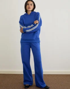 Oze Track Pant in Cobalt Blue with Buttermilk Binding