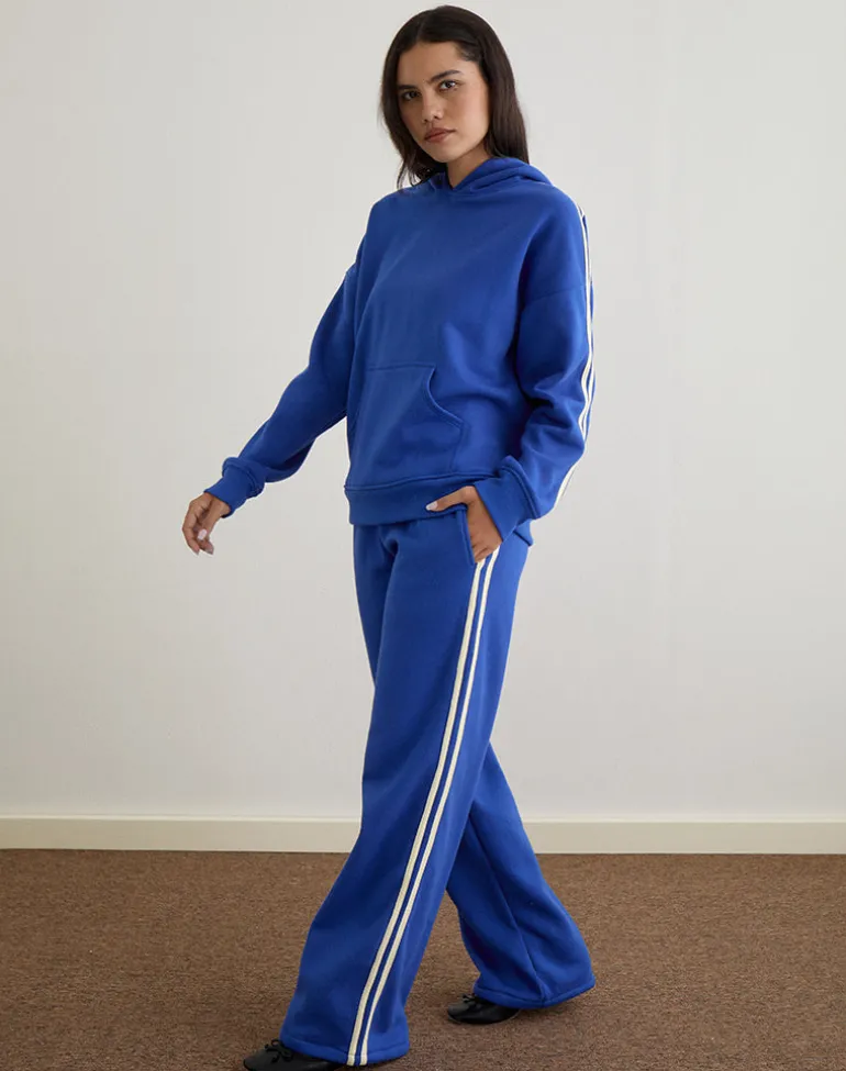 Oze Track Pant in Cobalt Blue with Buttermilk Binding