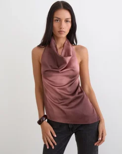 Palawa Asymmetrical Hem Top in Watercolour Maroon