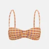 Pali Bikini Top with Picot Trim in Urban Check Orange and Yellow