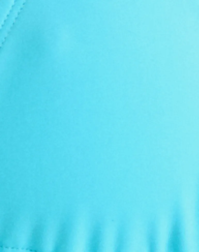 Pami Bikini Top in Aqua with Spiral and Beads