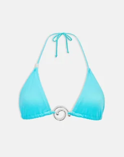 Pami Bikini Top in Aqua with Spiral and Beads