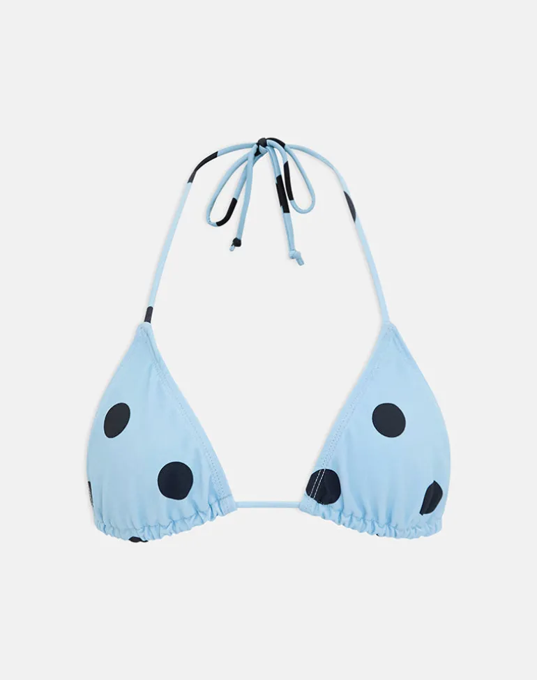 Pami Bikini Top in Blue with Polka Space Black
