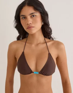 Pami Bikini Top in Brown with Beads