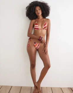 Pami Bikini Top in Wiggle Sunset Pink and Red with Beads