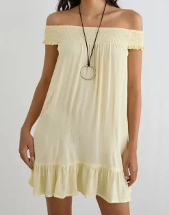 Panasi Mini Dress in Crinkle Butter Yellow