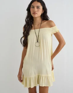 Panasi Mini Dress in Crinkle Butter Yellow