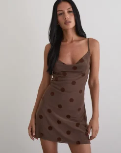 Pastila Mini Dress in Big Polka Flock Brown