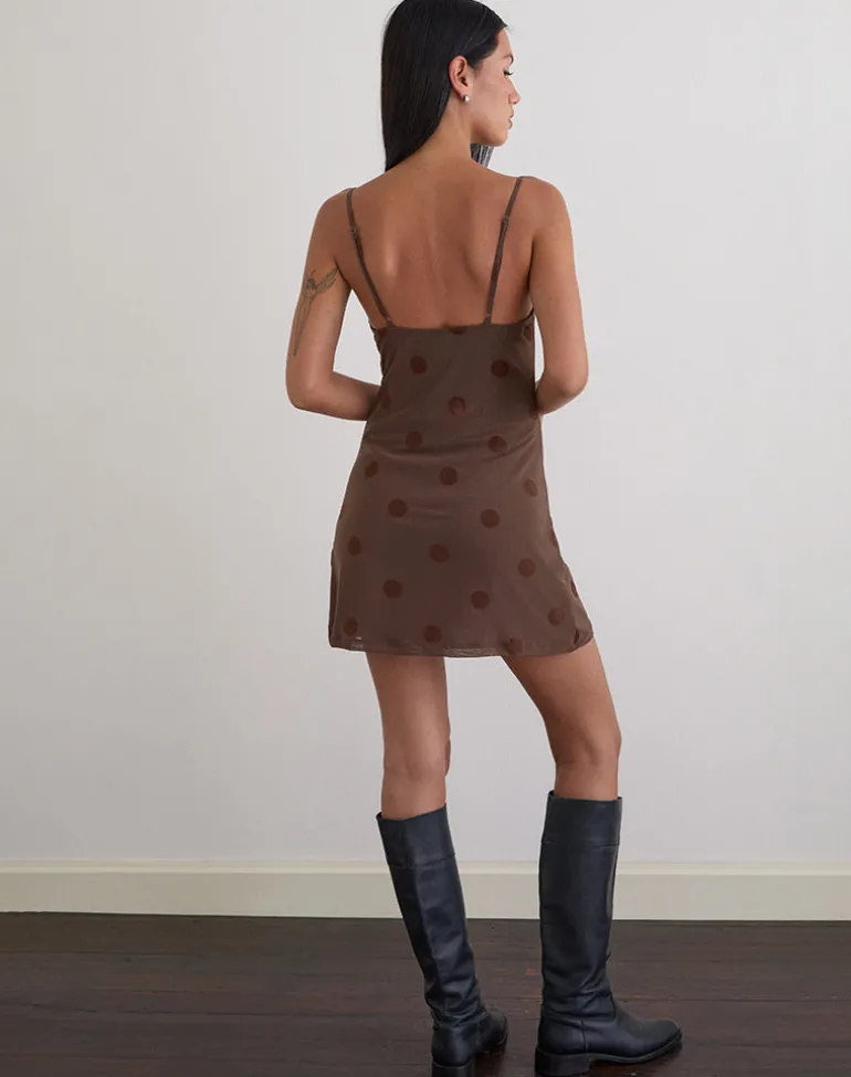 Pastila Mini Dress in Big Polka Flock Brown