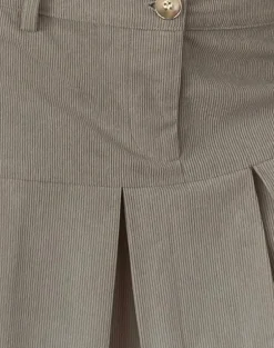Pegui Mini Pleated Skirt in Cord Brown