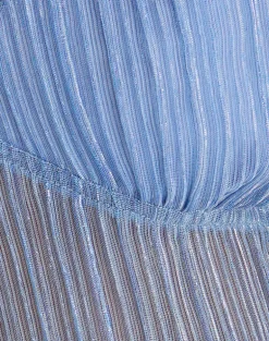 Pharita V Neck Top in Plisse Blue