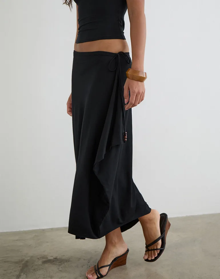 Phemia Maxi Skirt with Beads in Jersey Black