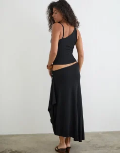 Phemia Maxi Skirt with Beads in Jersey Black