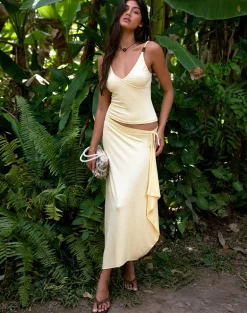 Phemia Maxi Skirt with Beads in Jersey Lemon