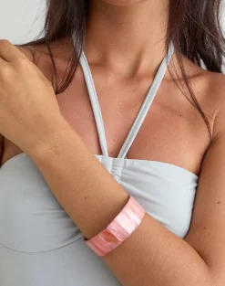 Pink Resin and Brass Bracelet