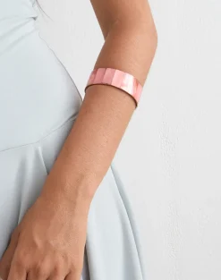 Pink Resin and Brass Bracelet