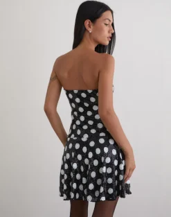 Pipo Mini Dress in Polka Sequin Monochrome