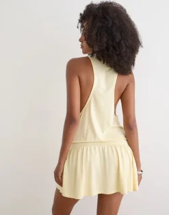 Pippa Plunge Wrap Mini Dress in Lemon