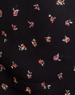 Posine Maxi Dress in Black with Red Rose Ditsy Print
