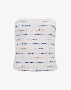 Prana Bandeau Top in Knit Sequin Cream Blue