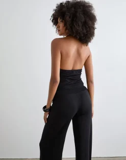 Prilla Halterneck Top in Cupro Black
