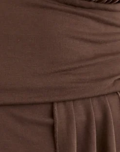 Prilla Halterneck Top in Cupro Dark Brown