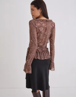 Primrose Long Sleeve Top in Oversized Snake Skin