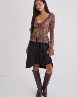 Primrose Long Sleeve Top in Oversized Snake Skin