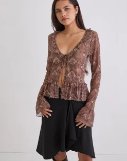 Primrose Long Sleeve Top in Oversized Snake Skin